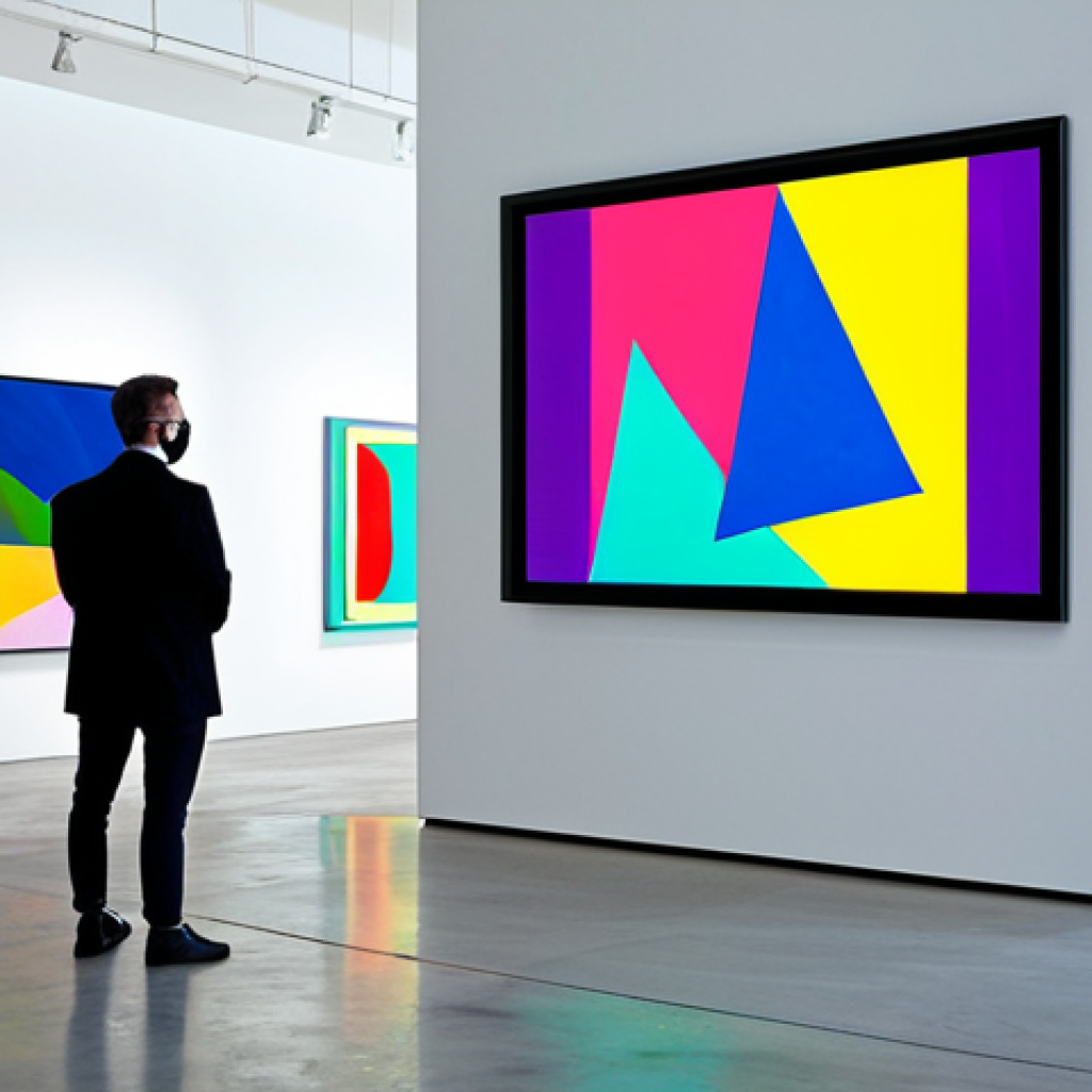 수집품 시장의 글로벌 동향 분석 - Digital Art Investment**

"A brightly lit modern art gallery displaying a large NFT artwork on a dig...