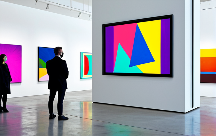 수집품 시장의 글로벌 동향 분석 - Digital Art Investment**

"A brightly lit modern art gallery displaying a large NFT artwork on a dig...