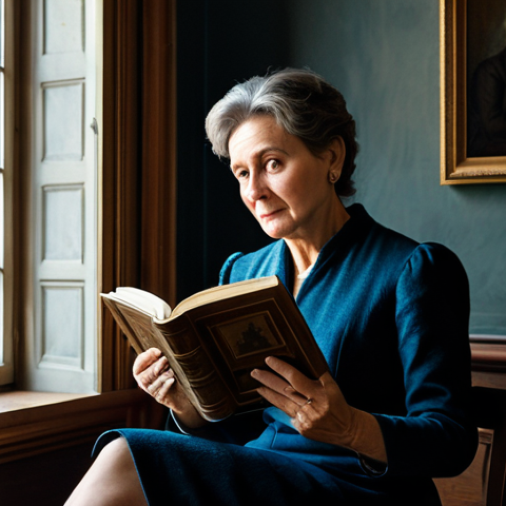 희귀 미술품의 투자 가치 - An elegant collector, a woman in her early 40s with a thoughtful and passionate expression, is holdi...